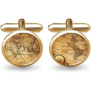 World Map Cufflinks Wedding Vintage Personalised Gifts Father Grandfather Dad